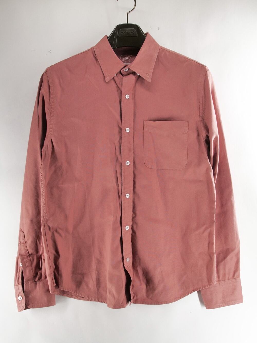 SKU Save Khaki United Shirt Mens Small Pink Rose Garment Dyed Poplin USA Button